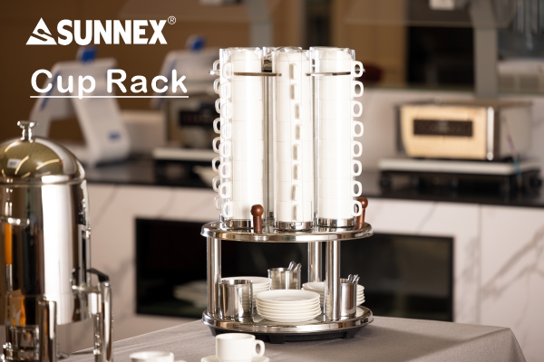 SUNNEX DÖNER BARDAK DİSPENSERİ ， PASLANMAZ ÇELİK TABAN & ÜÇ KAŞIK KUPALAR DAHİL ， PC BARDAK TÜPLERİ